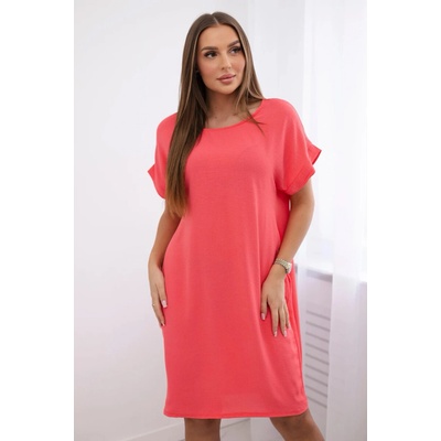 Fashionweek dámske šaty s vreckami ľahké a vzdušne K5954 koralový