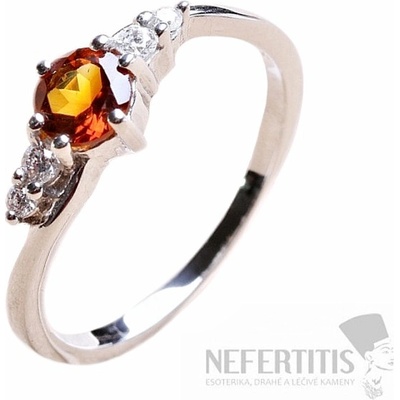 Nefertitis Prsten stříbrný s Madeira citrínem a zirkony 011580 MCT
