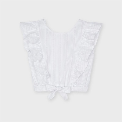 Mayoral Crop top s mašlí proužky bílý
