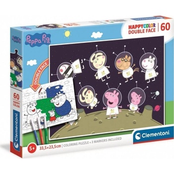 Clementoni Peppa Pig Happy Color Double Face Пъзел 60 броя Анимации (26096 CLEMENTONI) (26096 CLEMENTONI)