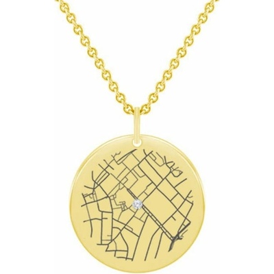 Eppi Zlatý disk s diamantom a mapou podľa vášho výberu Florian P43081