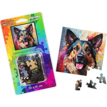WoodMix Puzzles Дървен пъзел WoodMix, Кучета, 40 части - Немска овчарка (WM-P40-0018)