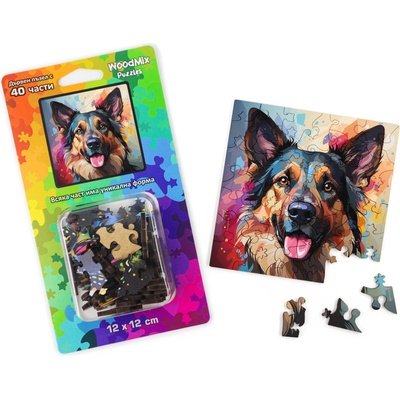 WoodMix Puzzles Дървен пъзел WoodMix, Кучета, 40 части - Немска овчарка (WM-P40-0018)