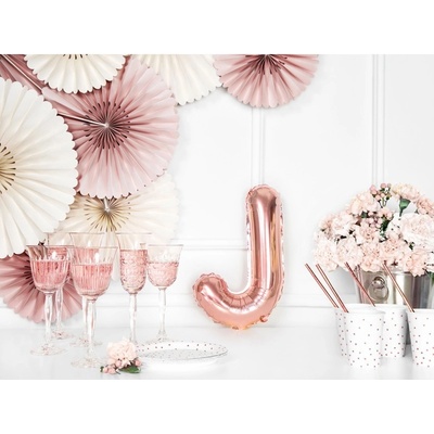 Party Deco FB2M J 019R Fóliový balón ružovo zlatý písmeno 35 cm J