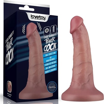 Вибриращо дилдо, двойна плътност и вендуза, 16см. - Power Cock Vibrating (LVTOY00798)