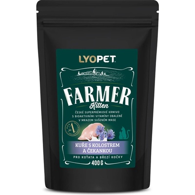 LYOPET Farmer Cat Starter Kurča, kolostrum a čakanka pre mačiatka a gravidné 0,4 kg