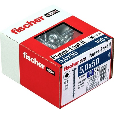 Fischer Power-Fast II 670439 skrutky do drevotriesky 5 mm 50 mm T profil ocel glavanizované zinkom 100 ks; 670439