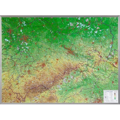 Georelief Krušné hory, Sasko, Lužická jezera - plastická mapa 77 x 57 cm Varianta: bez rámu, Provedení: plastická mapa – Zboží Dáma