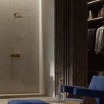 Omnires Вграден смесител за вана и душ Omnires Contour, цвят матово злато, със скрито тяло и душ комплект (CT8035-1GLB)