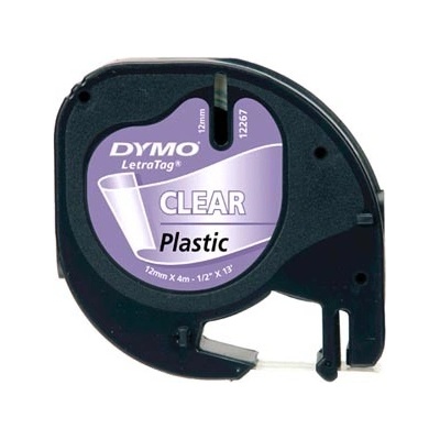 Páska Dymo LetraTag 12mm x 4m černý tisk/průhledný podklad, 12267, S0721530