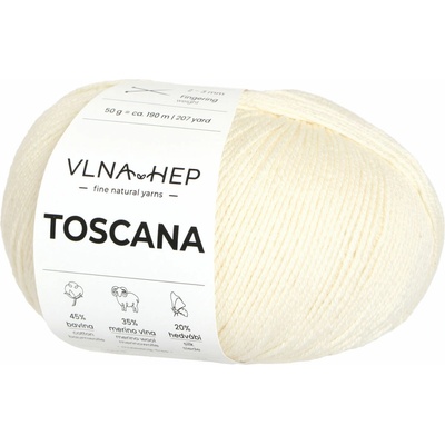 Vlna-hep Příze Toscana - jemná přírodní příze - bavlna, merino vlna, hedvábí Toscana: 142030 Pristine