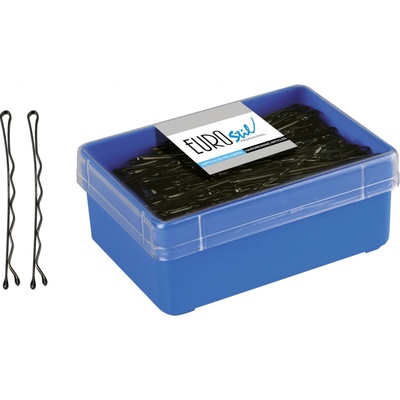 Vlnitá sponka Eurostil Professional - 6,5 cm, černá - 150 ks (01612/50) – Zboží Dáma