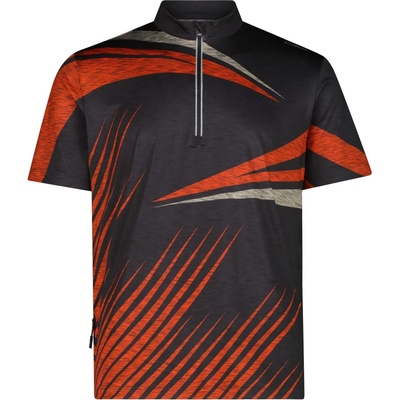 CMP Мъжка фланелка с къс ръкав за колоездене CMP Half Zip T-Shirt Cycling jersey - Antracite / Orange - размер 48 (EU) (056-3987-0112)