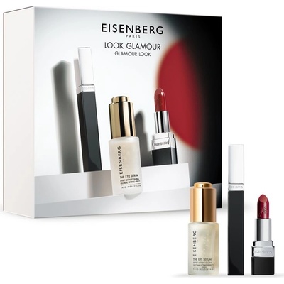 Eisenberg Glamour Look Eisenberg The Eye Serum očné sérum 15 ml + Eisenberg Le Maquillage Le Mascara Noir riasenka pre extra objem 8 ml + Eisenberg J.E. ROUGE® R02 Rouge Opéra hydratačný rúž 3.5 g