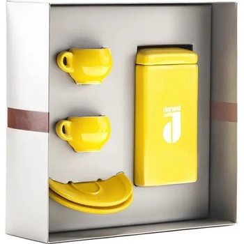 Danesi Комплект Danesi Duo Plus, жълт - тъмно кафе касета 250 г + 2 чаши и 2 чинийки - жълт