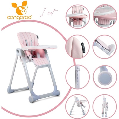 Cangaroo Детски стол за хранене I Eat розов (106982)