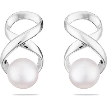 Image 1 of Swan Сребърни обици със сладководни бели перли IE0317W Swan