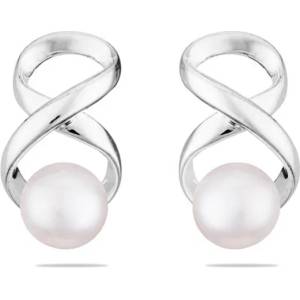 Swan Сребърни обици със сладководни бели перли IE0317W Swan