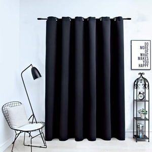 Pure Line Home Плътна завеса в цвят черен с метални халки, 290 x 245 см