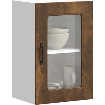 vidaXL Кухненски стенен шкаф със стъклена врата "Kalmar" опушен дъб, инженерна дървесина (853532)