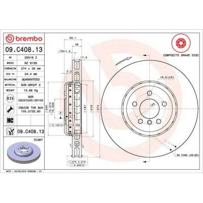 Brzdový kotúč BREMBO PRIME LINE - Composite 09.C408.13