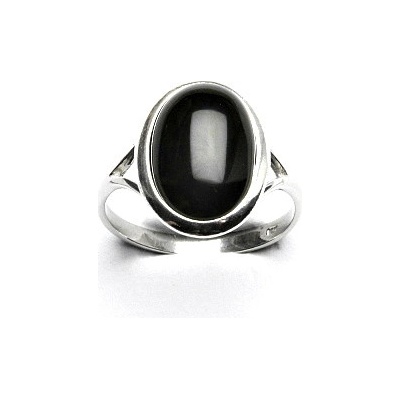 Čištín Stříbrný prsten přírodní kámen černý achát onyx T 1454 m