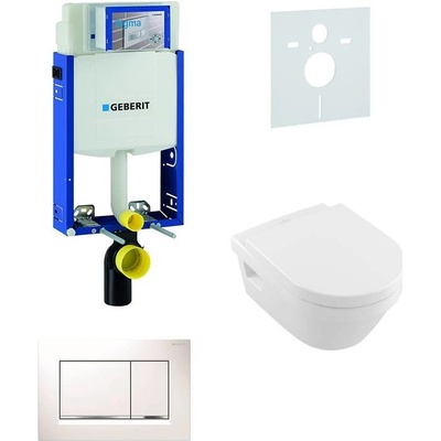 Geberit Kombifix tlačítko Sigma30 bílá/lesklý chrom/bílá WC Villeroy & Boch + SEDÁTKO 110.302.00.5 NB5