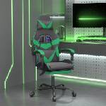 vidaXL Гейминг стол с опора за крака, черно и зелено, изкуствена кожа (3143857)