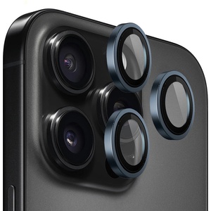 Blueo Протектор камера за iPhone 15 Pro - Оригинален протектор за обектив с метална рамка - син