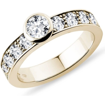 Klenota luxusný diamantový prsteň bezel zo žltého zlata k0783013