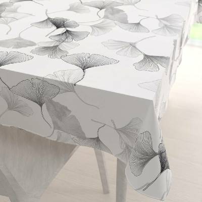 Biante bavlna obdélníkový ubrus Sandra SA-512 Šedo-bílé ginkgo listy na bílém 80x120cm