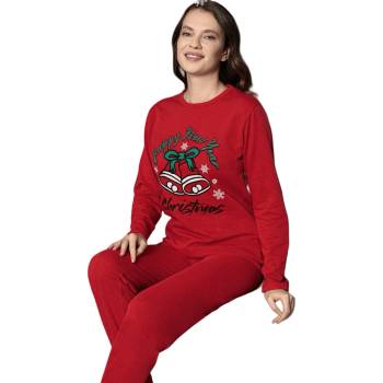 Image 1 of Дамска коледна пижама в червено с камбанки