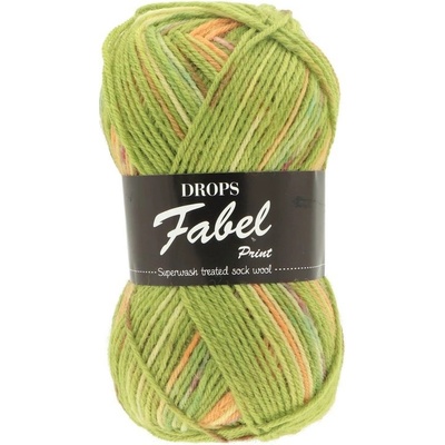 Drops Fabel Print 151 zelená oranžová