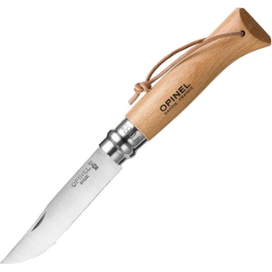 Opinel Сгъваем нож Opinel №8 Inox с кожена връзка, острие 8.5 см (001321-pe)