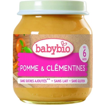 Bebybio Био Плодово пюре - Ябълки и Клементини (6+ месеца) - 130г - Babybio