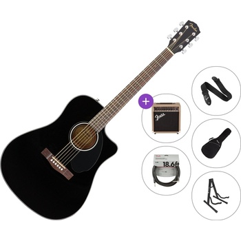 Fender CD-60SCE Dreadnought WN Deluxe Premium SET Black Електро-акустична китара Дреднаут
