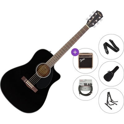 Fender CD-60SCE Dreadnought WN Deluxe Premium SET Black Електро-акустична китара Дреднаут