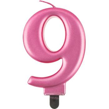 Godan Свещ за рожден ден 9 металик розова