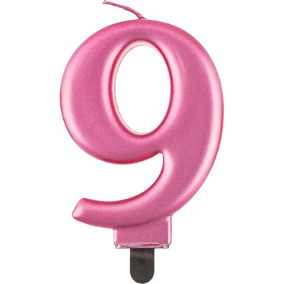 Godan Свещ за рожден ден 9 металик розова