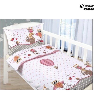 Bellatex povlečení Růžová Sovička vícebarevné 90 x 135 cm 45 x 60 cm