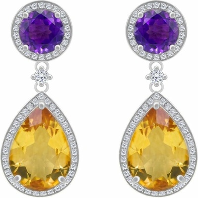 Eppi Náušnice s citrínmi a ametystmi Maurise E33479