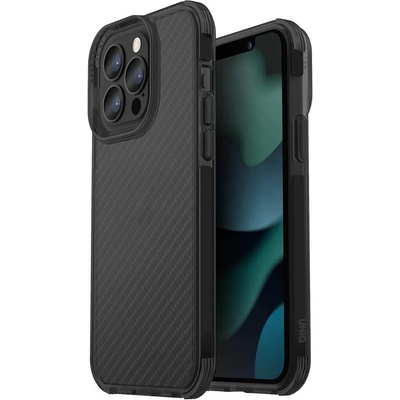 Uniq Combat Aramid Case - хибриден удароустойчив кейс с кевлар за iPhone 13 Pro (черен)