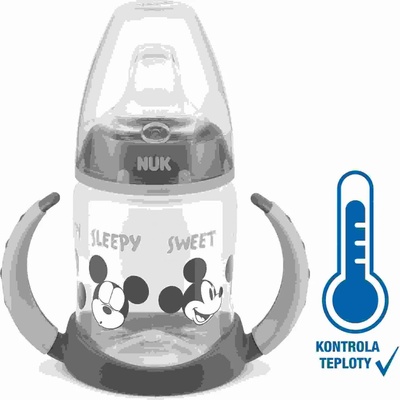 Nuk dojčenská fľaša na učenie Disney Mickey s kontrolou teploty 150 ml sivá