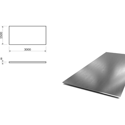Nerezový plech (1.4301/7 - 2B) 1,5x3 m, tloušťka 8 mm
