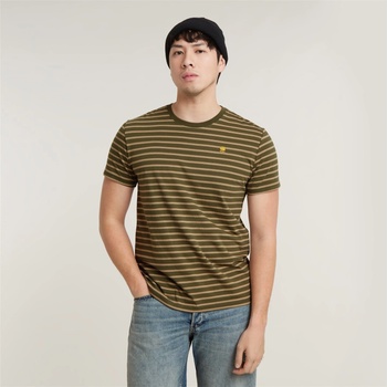 G Star Тениска G Star Men's Striped Short-Sleeve Regular Fit T-Shirt - Shdw Olive G639