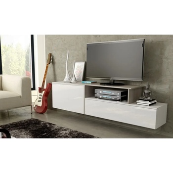 Cama meble Cama ТВ шкаф SIGMA 3 180 бяло/бял гланц + дъб сонома (SIGMA3 BI/BI+S)