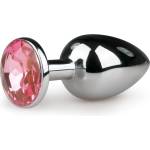 EasyToys Metal No. 1 - анален плъг тип конус със розов камък (сребрист, 2, 7 см) - lovesexshop