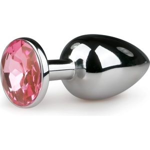 EasyToys Metal No. 1 - анален плъг тип конус със розов камък (сребрист, 2, 7 см) - lovesexshop