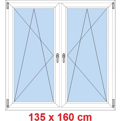 Soft Dvoukřídlé plastové okno 135x160 cm OS+OS se sloupkem Bílá
