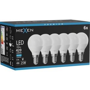 Mexen Nova 6x LED крушка E14, G45, 4W, Студена - 6500K, 420 lm - L101-E14-0465-01x06 (L101-E14-0465-01x06)